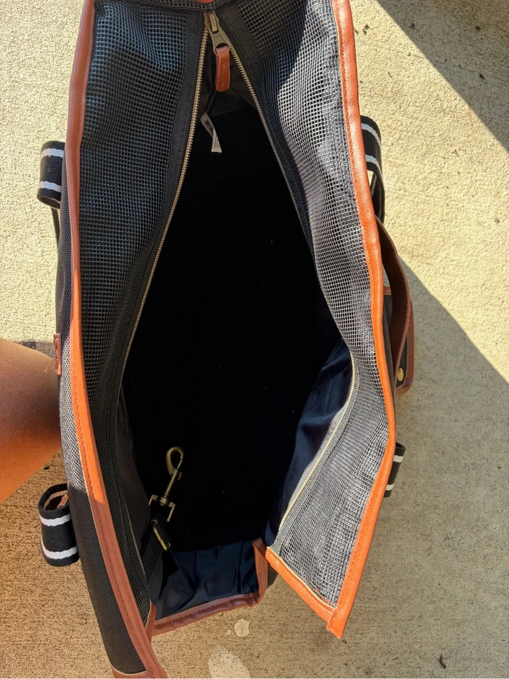 Black Pet Travel Duffel with Brown Trim - Unbranded